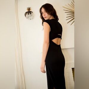 Large Free People All About That Slip Set Black Ribbed Two Piece